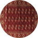 Round Machine Washable Persian Brown Traditional Rug, wshtr3975brn