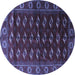 Round Machine Washable Persian Blue Traditional Rug, wshtr3975blu