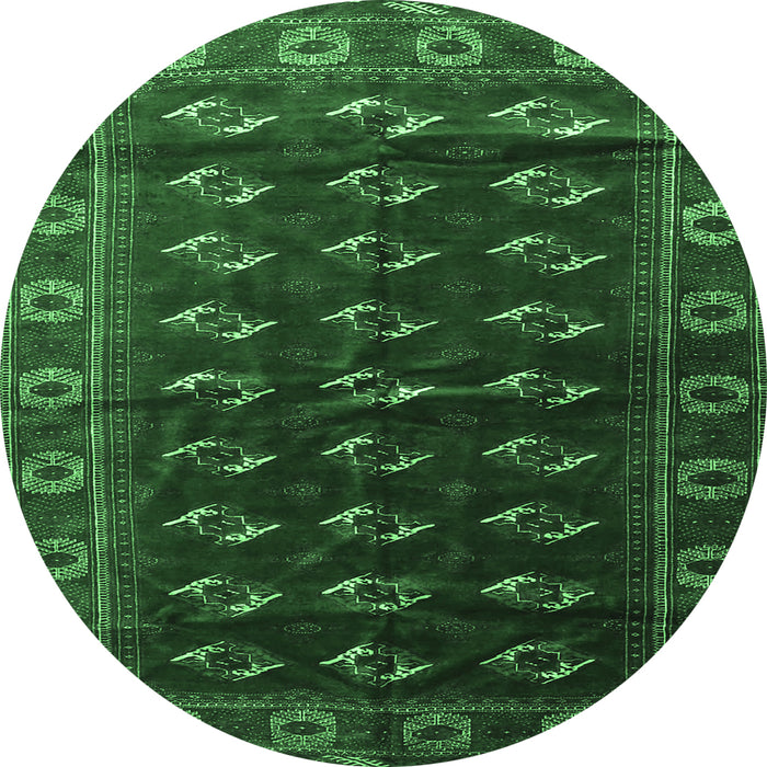 Round Machine Washable Persian Emerald Green Traditional Area Rugs, wshtr3975emgrn