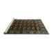 Sideview of Machine Washable Persian Turquoise Traditional Area Rugs, wshtr3975turq