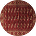 Round Persian Brown Traditional Rug, tr3975brn
