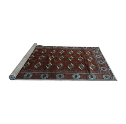 Sideview of Machine Washable Persian Light Blue Traditional Rug, wshtr3975lblu