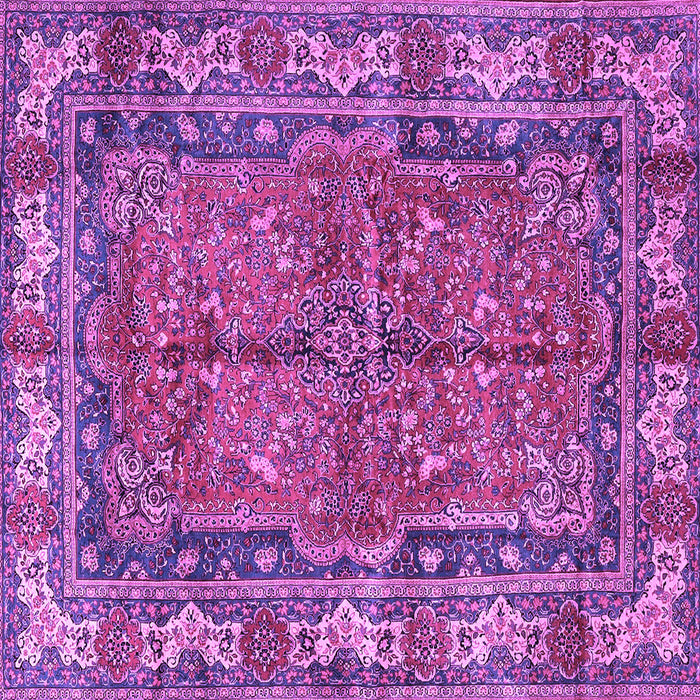 Square Machine Washable Persian Purple Traditional Area Rugs, wshtr3976pur