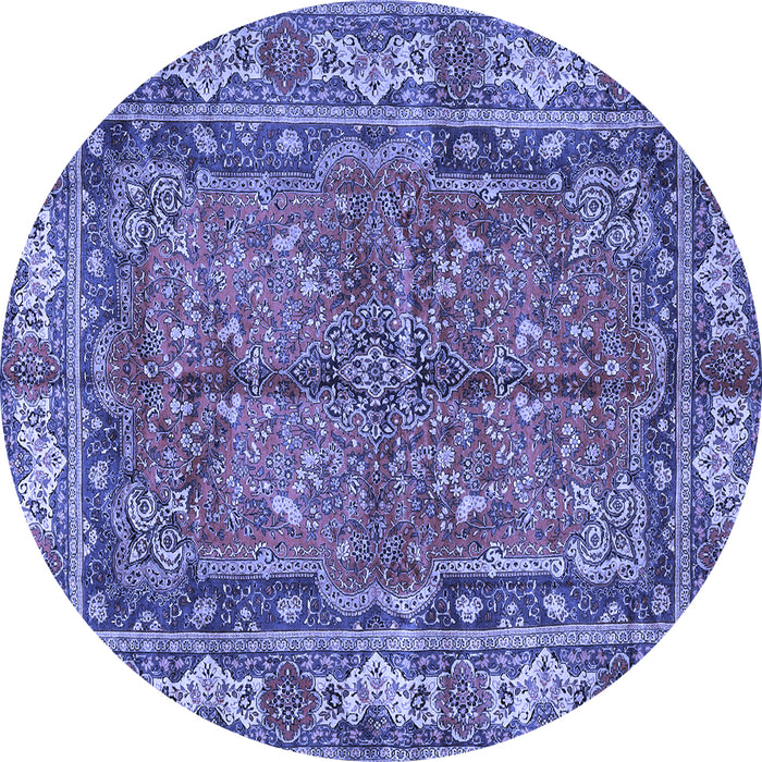 Round Persian Blue Traditional Rug, tr3976blu