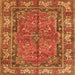 Round Machine Washable Persian Orange Traditional Area Rugs, wshtr3976org