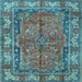 Square Machine Washable Persian Light Blue Traditional Rug, wshtr3976lblu