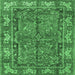 Square Machine Washable Persian Emerald Green Traditional Area Rugs, wshtr3976emgrn