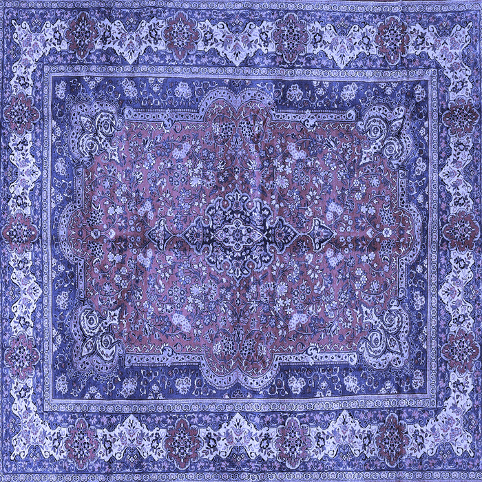 Square Machine Washable Persian Blue Traditional Rug, wshtr3976blu