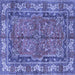 Square Machine Washable Persian Blue Traditional Rug, wshtr3976blu