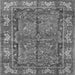 Round Machine Washable Persian Gray Traditional Rug, wshtr3976gry