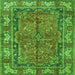 Round Machine Washable Persian Green Traditional Area Rugs, wshtr3976grn