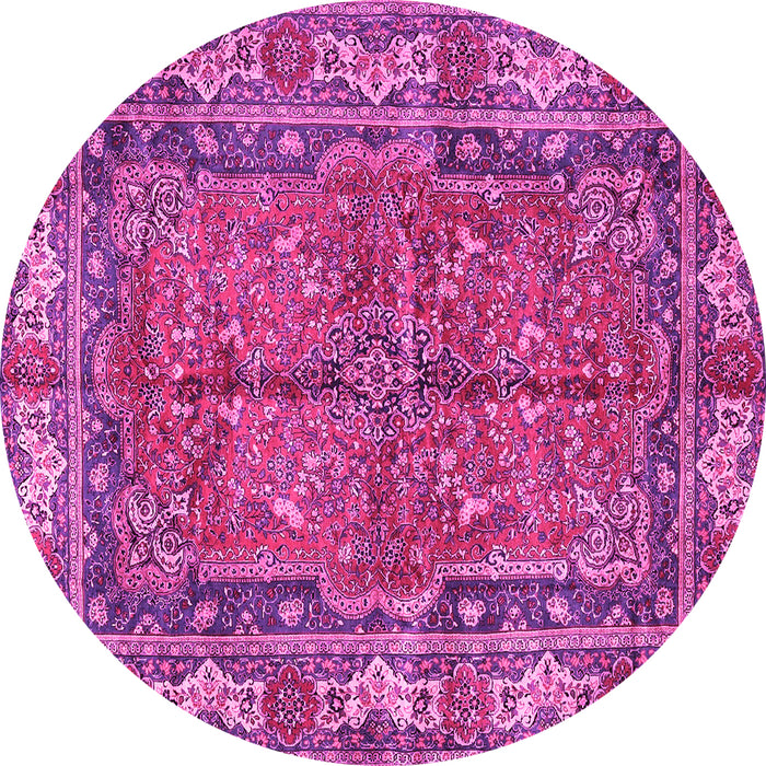 Round Persian Pink Traditional Rug, tr3976pnk