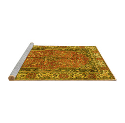 Sideview of Machine Washable Persian Yellow Traditional Rug, wshtr3976yw