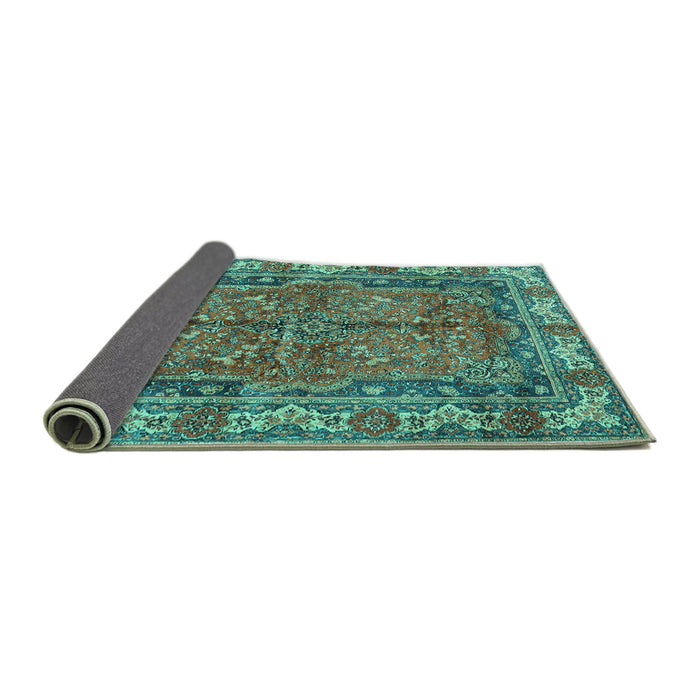 Sideview of Persian Turquoise Traditional Rug, tr3976turq