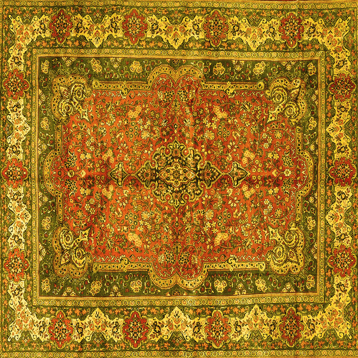 Square Machine Washable Persian Yellow Traditional Rug, wshtr3976yw