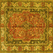 Square Machine Washable Persian Yellow Traditional Rug, wshtr3976yw