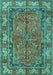 Machine Washable Persian Turquoise Traditional Area Rugs, wshtr3976turq