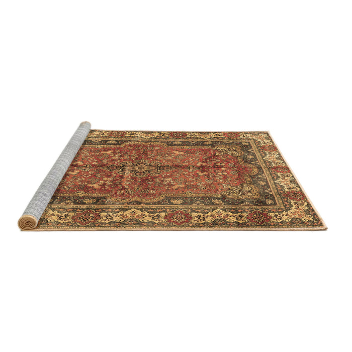 Sideview of Machine Washable Persian Brown Traditional Rug, wshtr3976brn