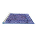 Sideview of Machine Washable Persian Blue Traditional Rug, wshtr3976blu