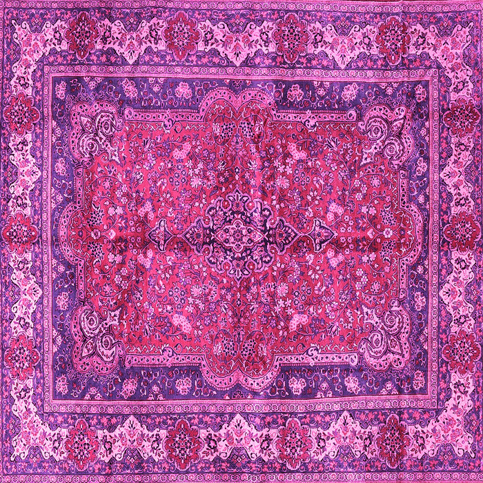 Square Machine Washable Persian Pink Traditional Rug, wshtr3976pnk