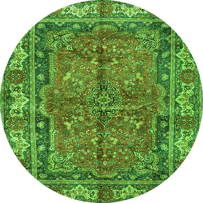 Square Persian Green Traditional Rug, tr3976grn