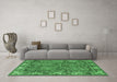 Machine Washable Persian Emerald Green Traditional Area Rugs in a Living Room,, wshtr3976emgrn