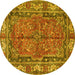 Round Persian Yellow Traditional Rug, tr3976yw