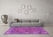 Machine Washable Persian Purple Traditional Area Rugs in a Living Room, wshtr3976pur