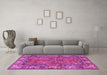 Machine Washable Persian Pink Traditional Rug in a Living Room, wshtr3976pnk