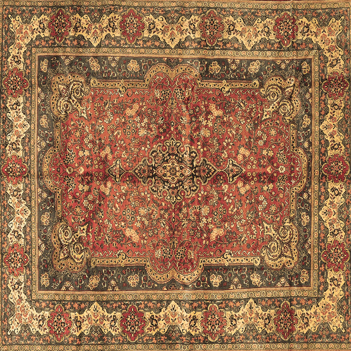 Square Persian Brown Traditional Rug, tr3976brn