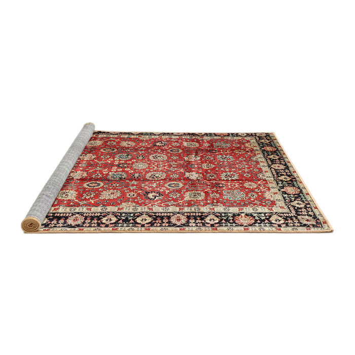 Sideview of Machine Washable Traditional Tomato Red Rug, wshtr3977