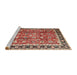 Sideview of Machine Washable Traditional Tomato Red Rug, wshtr3977