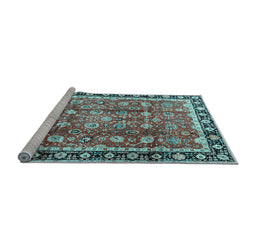 Sideview of Machine Washable Persian Light Blue Traditional Rug, wshtr3977lblu