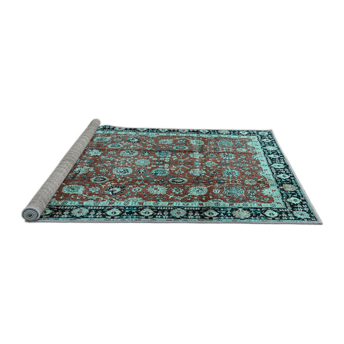 Sideview of Machine Washable Persian Light Blue Traditional Rug, wshtr3977lblu