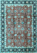 Machine Washable Persian Light Blue Traditional Rug, wshtr3977lblu