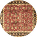 Round Machine Washable Persian Brown Traditional Rug, wshtr3977brn