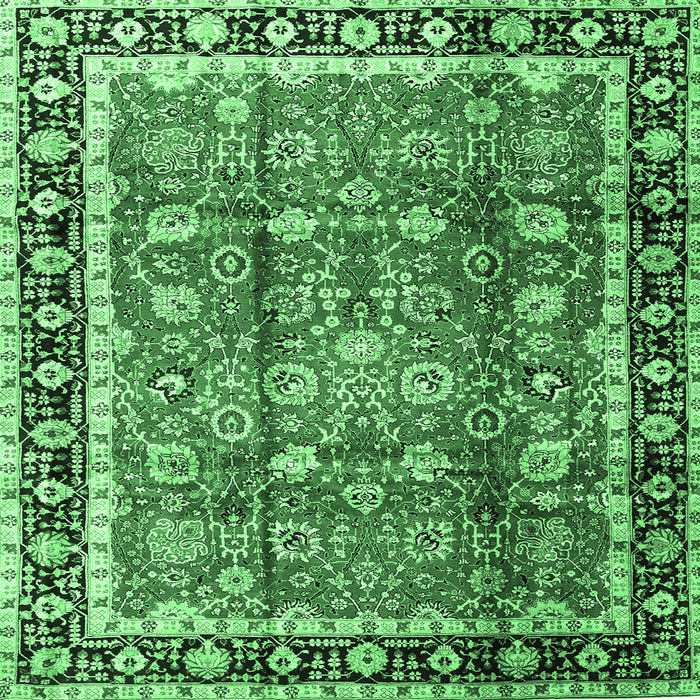 Square Persian Emerald Green Traditional Rug, tr3977emgrn