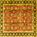 Square Machine Washable Persian Yellow Traditional Rug, wshtr3977yw