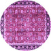 Round Machine Washable Persian Purple Traditional Area Rugs, wshtr3977pur