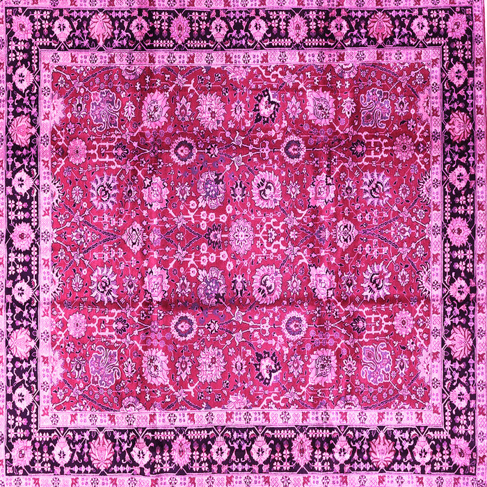 Square Machine Washable Persian Pink Traditional Rug, wshtr3977pnk