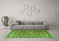 Machine Washable Persian Green Traditional Rug, wshtr3977grn