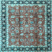 Square Machine Washable Persian Light Blue Traditional Rug, wshtr3977lblu