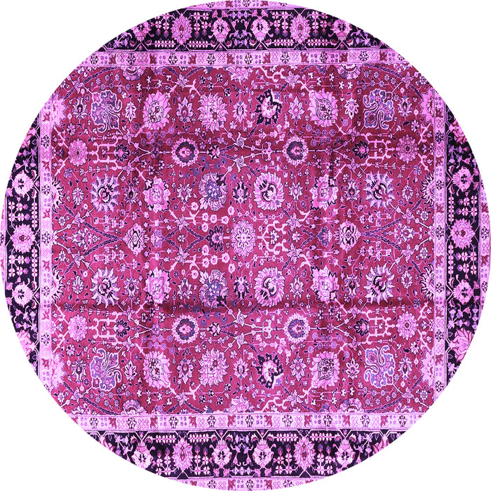 Round Persian Purple Traditional Rug, tr3977pur