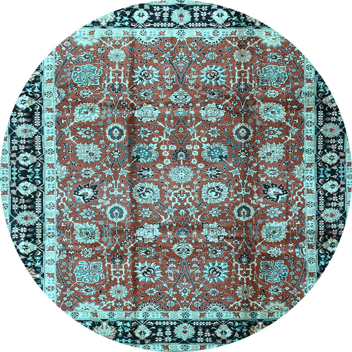 Round Machine Washable Persian Light Blue Traditional Rug, wshtr3977lblu