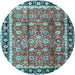 Round Machine Washable Persian Light Blue Traditional Rug, wshtr3977lblu