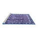 Sideview of Machine Washable Persian Blue Traditional Rug, wshtr3977blu