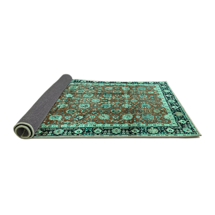Sideview of Persian Turquoise Traditional Rug, tr3977turq