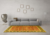 Machine Washable Persian Yellow Traditional Rug, wshtr3977yw