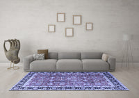 Machine Washable Persian Blue Traditional Rug, wshtr3977blu