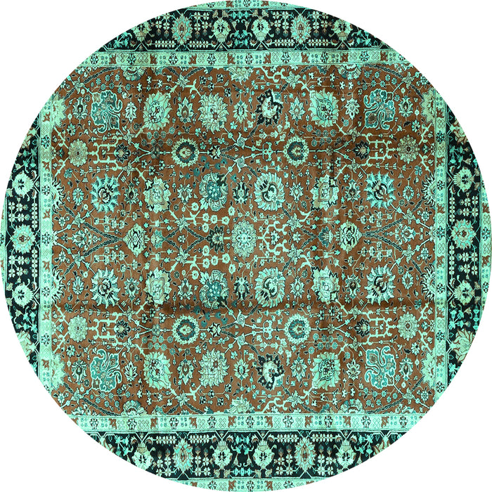 Round Persian Turquoise Traditional Rug, tr3977turq